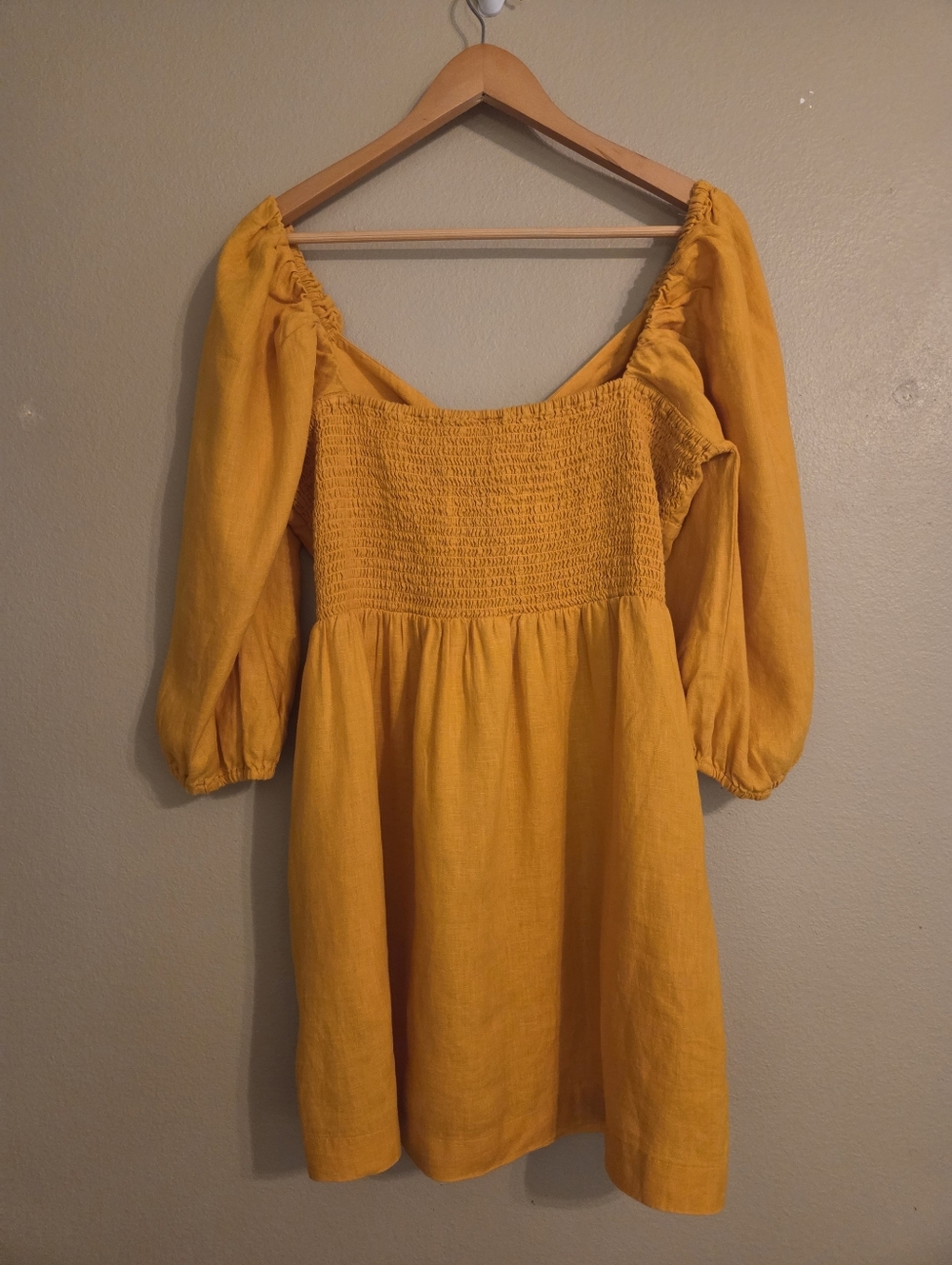 LOFT Beach Rusty Orange 100% Linen Cut Out Puff Sleeve Mini Pocket Dress SZ‎ M - Picture 6 of 14
